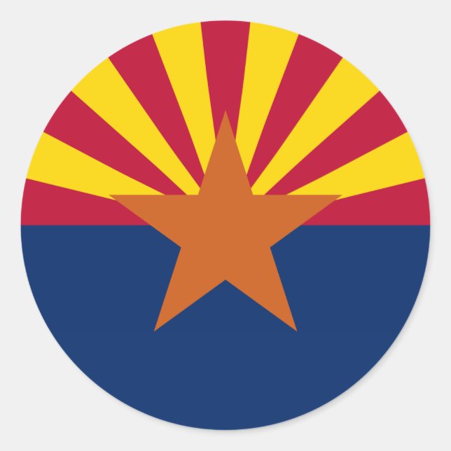 Staat der Flagge von Arizona Runder Aufkleber (Vorderseite)