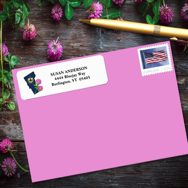 Staat der Flagge von Vermont mit Blume von Staat R (Von Creator hochgeladen)