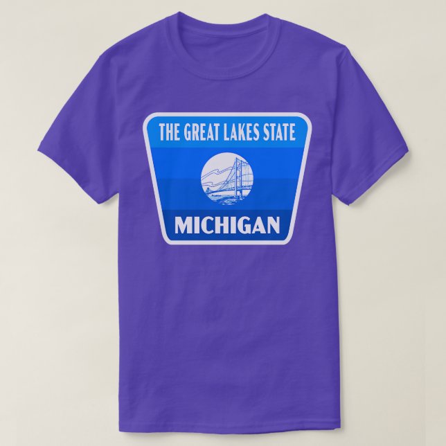 Staat der Großen Seen Michigan Retro Abzeichen Bla T-Shirt (Design vorne)