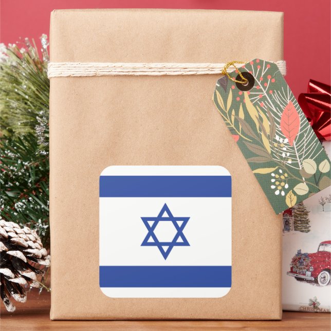 Staat der israelischen Flagge, Stern des jüdischen Quadratischer Aufkleber (Feiertag)