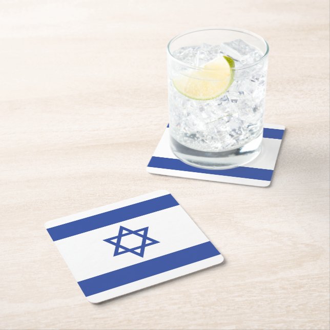 Staat der israelischen Flagge, Stern des jüdischen Rechteckiger Pappuntersetzer (Vor Ort)