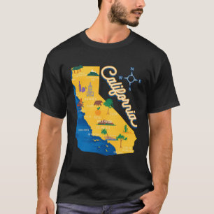 Staat der Kalifornischen Republik Karte Sehenswürd T-Shirt