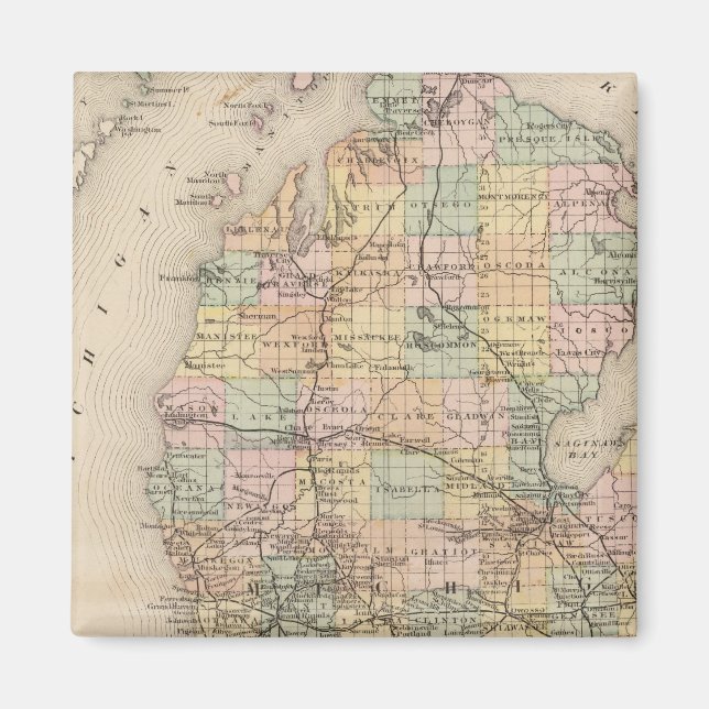 Staat der Michigan Atlas Karte Magnet (Vorne)