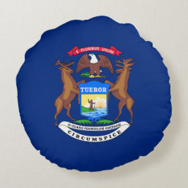 Staat der Michigan-Flagge Rundes Kissen