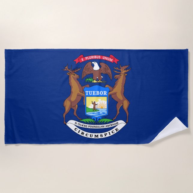 Staat der Michigan-Flagge Strandtuch (Vorderseite)