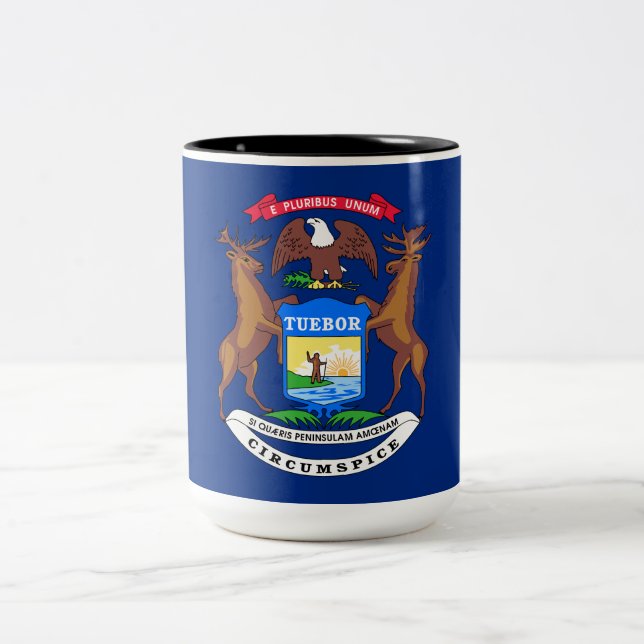 Staat der Michigan-Flagge Zweifarbige Tasse (Mittel)