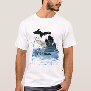 Staat der Michigan-Grafik mit großen Fischen T-Shirt