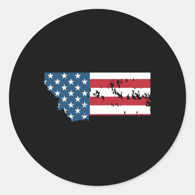 Staat der Vaterländischen Flagge von Montana Runder Aufkleber (Vorderseite)