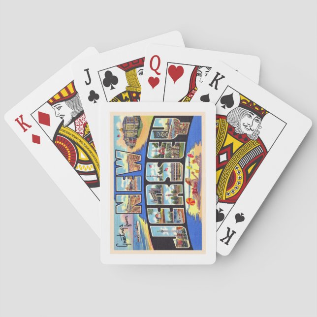 Staat der Vintagen Postkarte New Jersey Spielkarten (Rückseite)