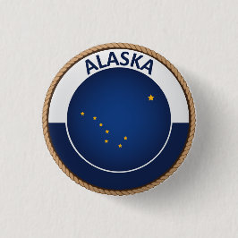 Staat des Alaska-Flaggen-Siegel-Knopfes Button