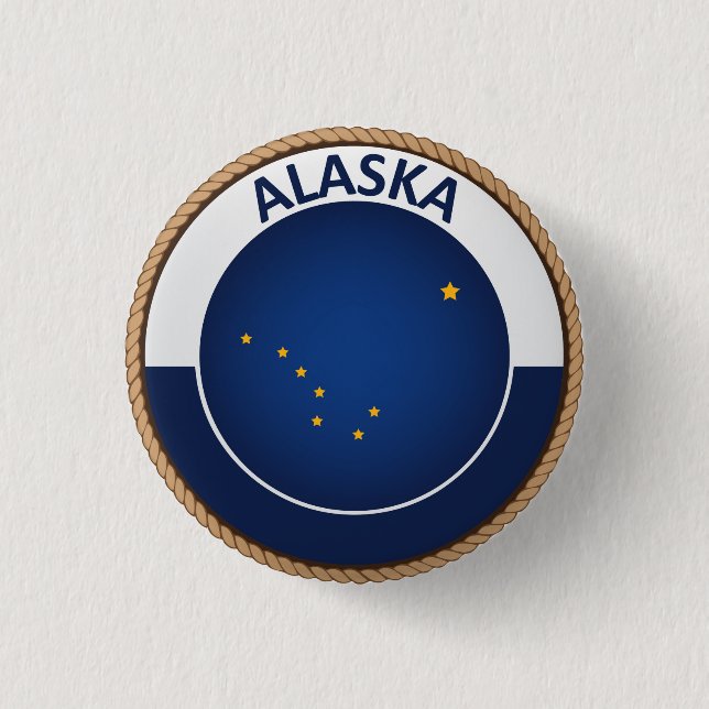 Staat des Alaska-Flaggen-Siegel-Knopfes Button (Vorderseite)