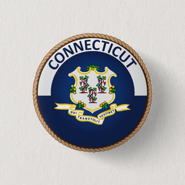 Staat des Connecticut-Flaggen-Siegel-Knopfes Button (Vorderseite)