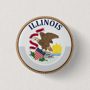 Staat des Illinois-Flaggen-Siegel-Knopfes Button