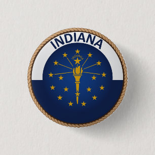 Staat des Indiana-Flaggen-Siegel-Knopfes Button