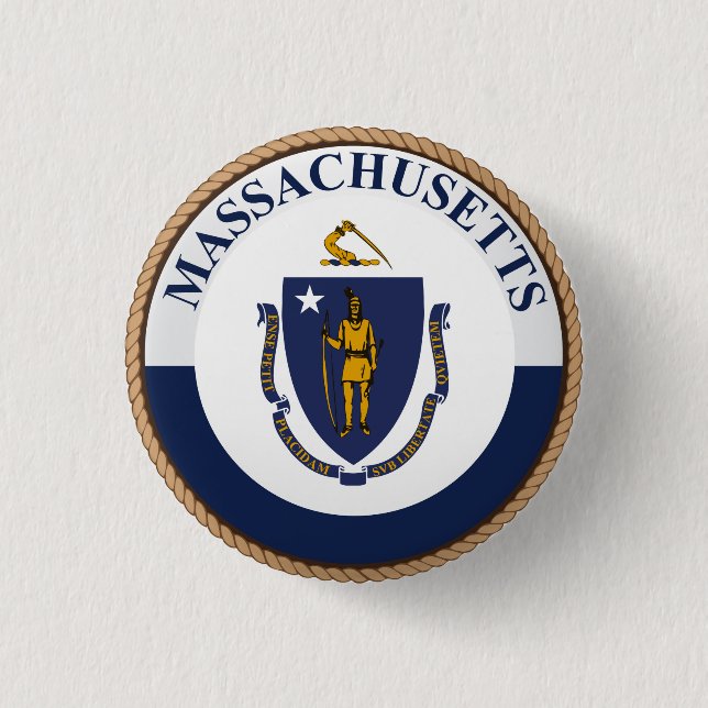 Staat des Massachusetts-Flaggen-Siegel-Knopfes Button (Vorderseite)