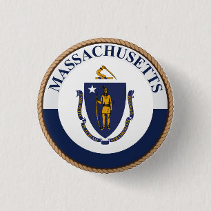 Staat des Massachusetts-Flaggen-Siegel-Knopfes Button