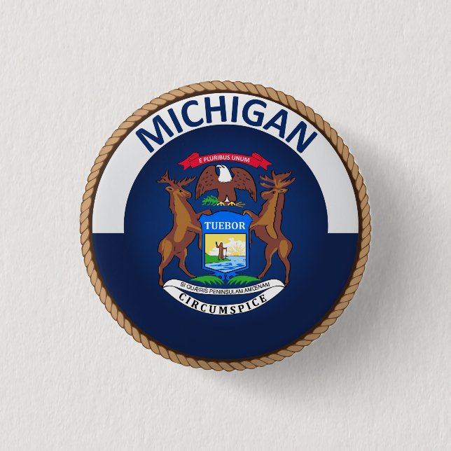 Staat des Michigan-Flaggen-Siegel-Knopfes Button (Vorderseite)