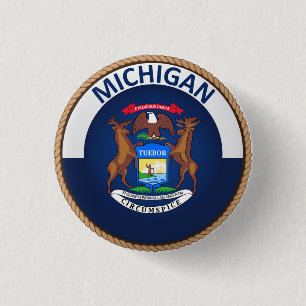 Staat des Michigan-Flaggen-Siegel-Knopfes Button