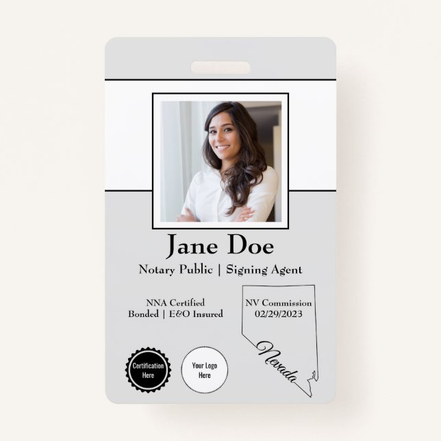 Staat des Notars von Nevada mit QR-Code Ausweis (Vorderseite)