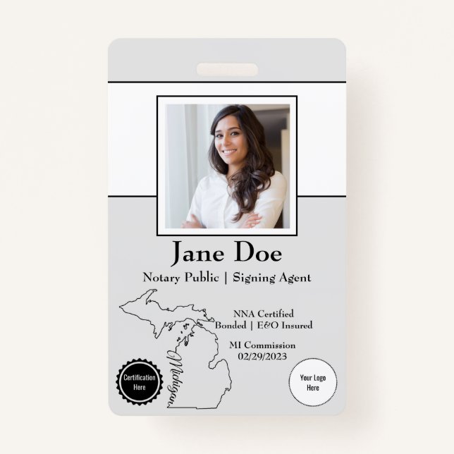 Staat des öffentlichen Abzeichens von Michigan Not Ausweis (Vorderseite)