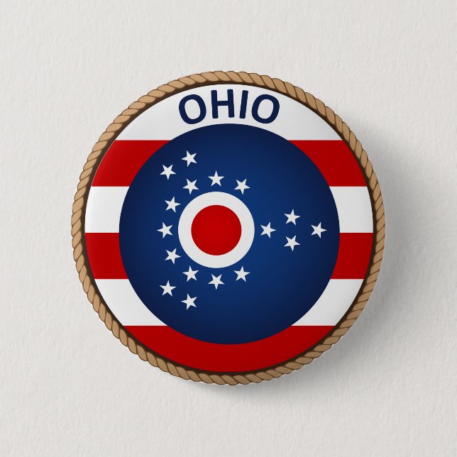 Staat des Ohio-Flaggen-Siegel-Knopfes Button (Vorderseite)