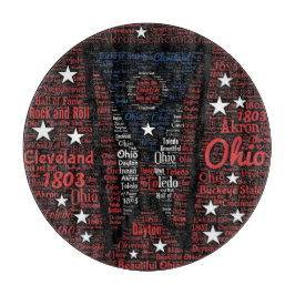 Staat des Ohio Word Art Glass Cutting Board 12" Schneidebrett