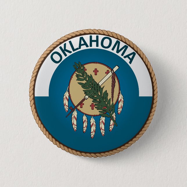 Staat des Oklahoma-Flaggen-Siegel-Knopfes Button (Vorderseite)