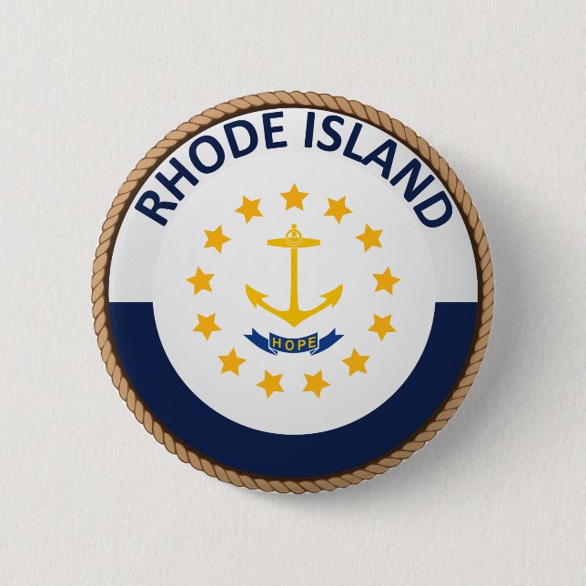 Staat des Rhode Island Flaggen-Siegel-Knopfes Button (Vorderseite)