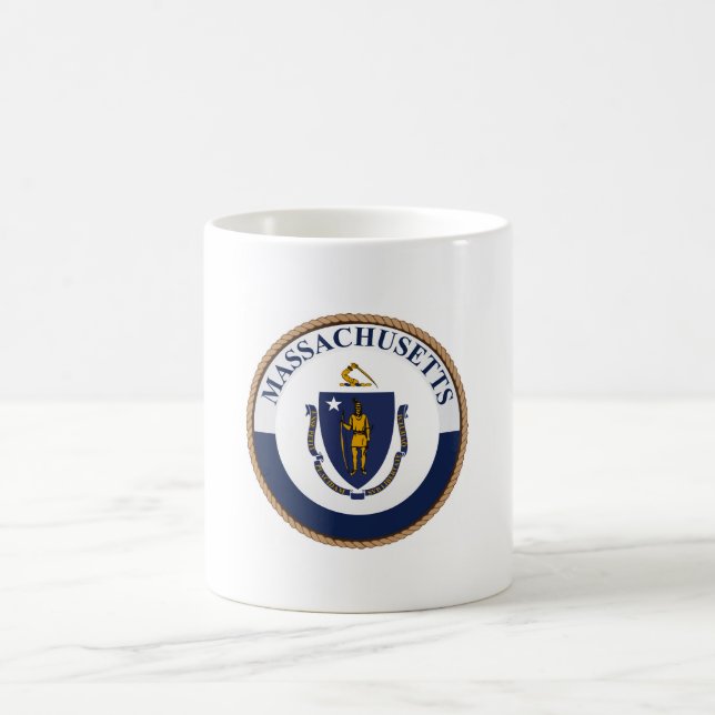 Staat des Siegels der Flagge von Massachusetts Kaffeetasse (Mittel)