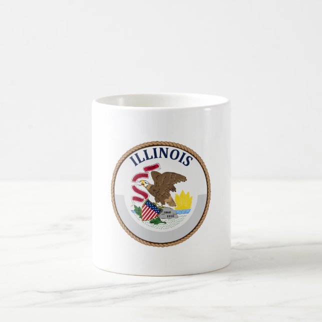 Staat des Siegels der Illinois-Flagge Kaffeetasse (Mittel)