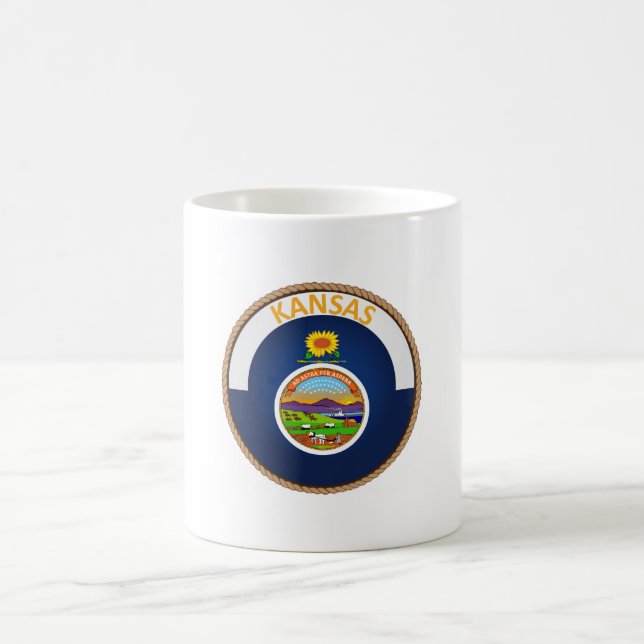 Staat des Siegels Kansas Flag Kaffeetasse (Mittel)