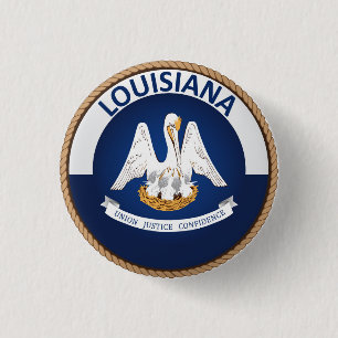 Staat des Siegels Louisiana Flag Button