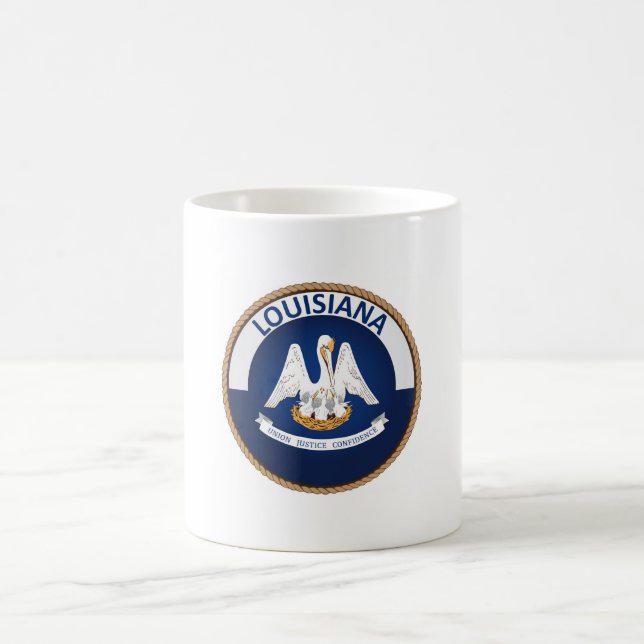 Staat des Siegels Louisiana Flag Kaffeetasse (Mittel)