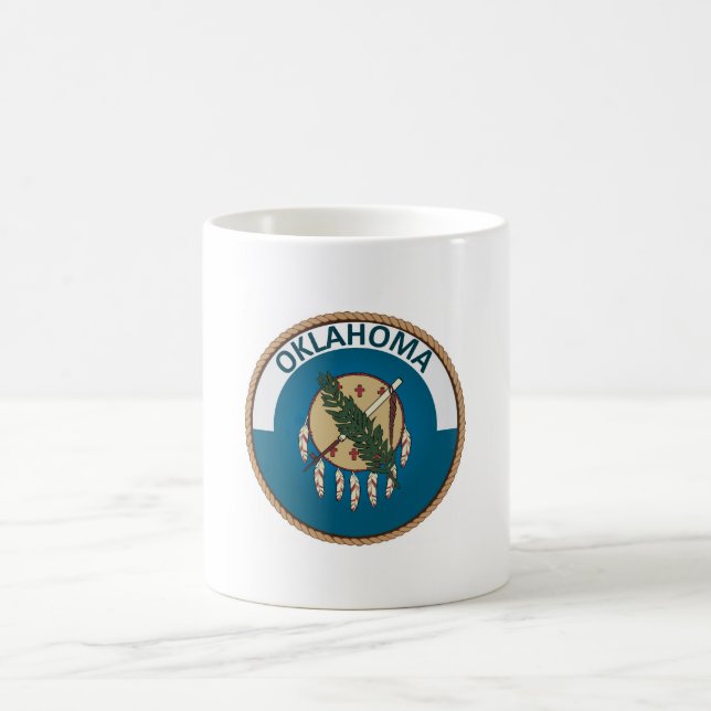 Staat des Siegels Oklahoma Flag Kaffeetasse (Mittel)