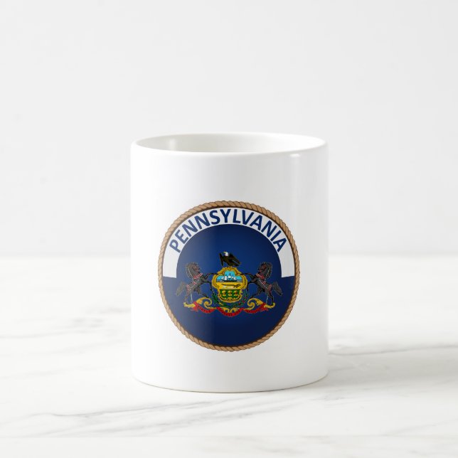 Staat des Siegels Pennsylvania Flag Kaffeetasse (Mittel)