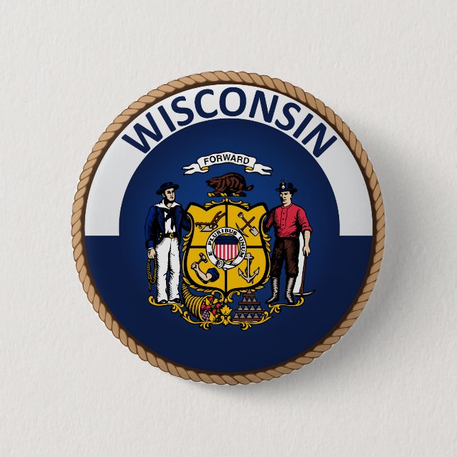 Staat des Siegels Wisconsin Flag Button (Vorderseite)