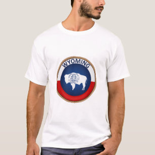 Staat des T - Shirt des Siegels der Wyoming-Flagge