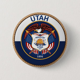 Staat des Utah-Flaggen-Siegel-Knopfes Button