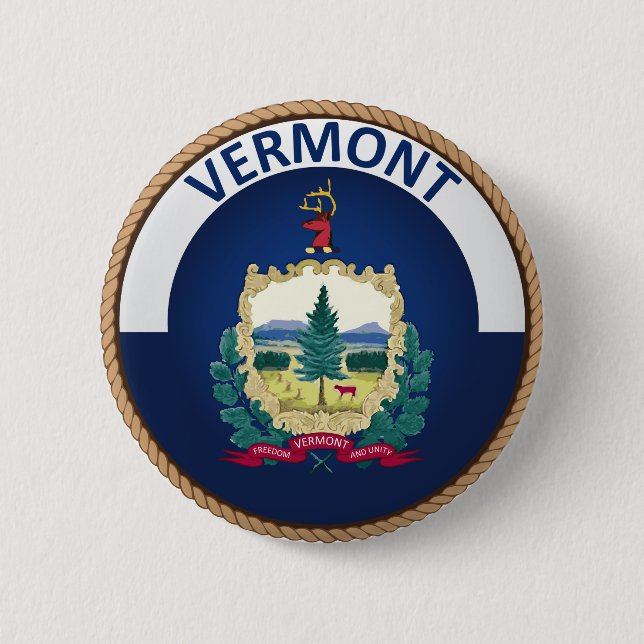 Staat des Vermont-Flaggen-Siegel-Knopfes Button (Vorderseite)