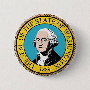 Staat des Washington-Flaggen-Siegel-Knopfes Button