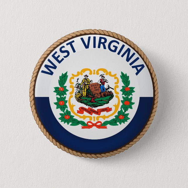 Staat des West- Virginiaflaggen-Siegel-Knopfes Button (Vorderseite)