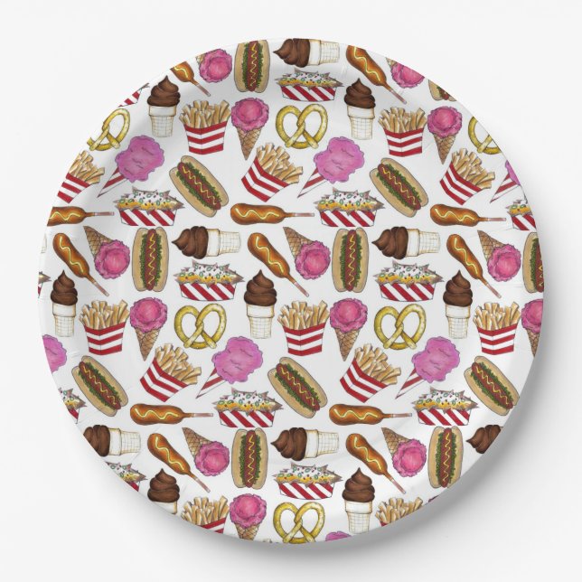 Staat Fasching Lebensmittel Nachos Cotton Candy Pappteller (Vorderseite)