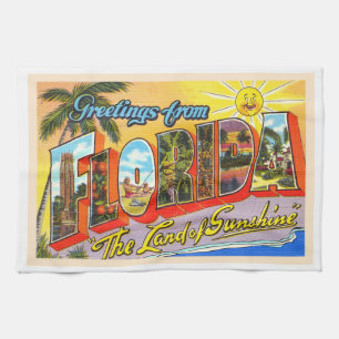 Staat Florida FL Vintager Großbuchstabe Postkarte Geschirrtuch