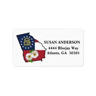 Staat Georgien Flag Staat Blume Cherokee Rose Adressaufkleber