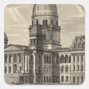 Staat Hauptstadt Gebäude, Springfield, Ill Quadratischer Aufkleber
