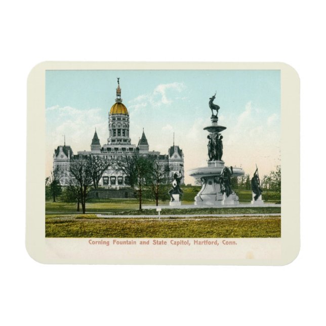Staat Hauptstadt, Hartford CT 1907 Vintag Magnet (Horizontal)