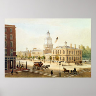 Staat House, Philadelphia, graviert von Deroy Poster