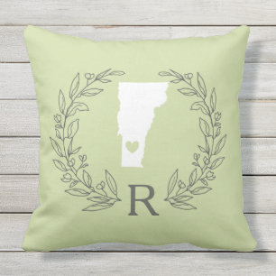 Staat-Karte mit Vermont-Blätter Monogramm Kissen