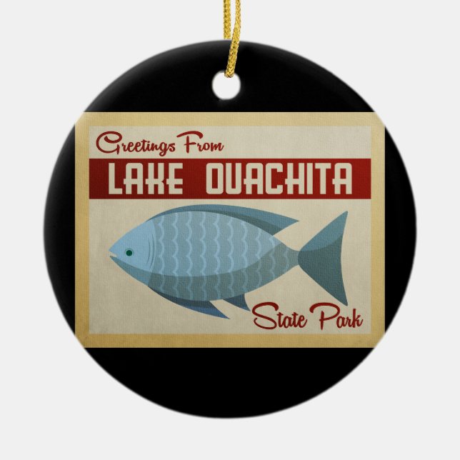 Staat Lago Ouachita  Park Fischen Keramik Ornament (Vorne)