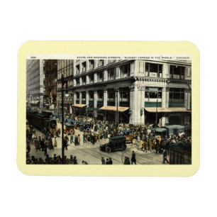 Staat & Madison Sts., Chicago IL, 1922 Vintag Magnet